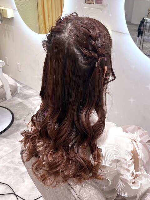 編み込みハーフツイン【クランソア】ヘアセット/ヘアメ/心斎橋