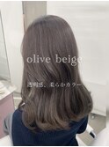 韓国レイヤーカットオリーブベージュ/マロンベージュ　上野