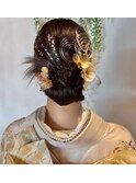 うなじスッキリアップヘア！結婚式 二次会 花嫁 ドレス 着物