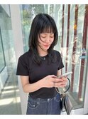 レイヤーカット 顔まわりカット ブルーブラック 韓国ヘア