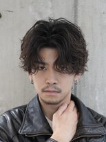 フィフスパーク(fifth PARK)&nbsp;渋谷センターパートフェザーパーマ色気毛流れパーマメンズカット