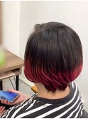 ショートボブ/グラデーションピンク