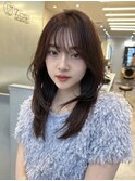 ＊暗髪レイヤー似合わせカットミディ＊美髪【Zinaセンター北】