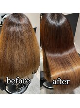 縮毛矯正before→after☆画像加工なし実際のお客様お写真です《縮毛矯正/髪質改善/髪質改善カラー/恵比寿》