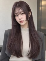 モト 船橋(moto)&nbsp;韓国姫カット上品艶髪ロングストレート深みプラムブラウン船橋