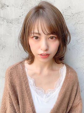 キリ 表参道(kyli) 前髪ココアブラウン大人かわいい薄めバングフリンジウェーブ"