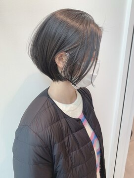 ステアケース 武蔵小杉店(stair:case) 大人黒髪ハンサムショートボブセンターパート前髪なし