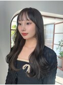 ぱっつん前髪 韓国ヘア レイヤーカット 大人ヘア