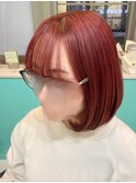ワインレッド/チェリーレッド/ボブ/レイヤーボブ/前髪カット