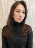 姫カットレイヤーミディアムレイヤーアプリコットオレンジ　B