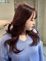 ソル ジングウマエ(SOL JINGUMAE)&nbsp;mayu//ブリーチなしボルドーワインレッドワンホンヘアくびれヘア