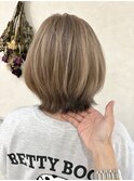 くびれミディ/ウォームベージュ/ワンホンレイヤー/顔周りカット