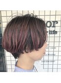 ショートマッシュ×モーブピンクグラデーション
