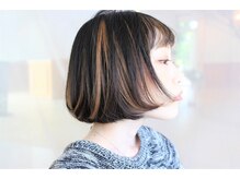 切りっぱなし小顔ボブ/デザインカラーで垢抜け ★