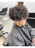 波打ちパーマ×ハイライトカラー