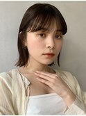 外ハネボブショコラアッシュ前髪小顔カットモテ髪