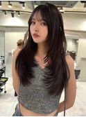 韓国ヘアグレージュカラーブリーチ無し髪質改善イヤリングカラー
