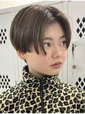 横浜白髪染めショートボブマロンブラウンヘーゼルブラウンカラー