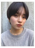 表参道/大人かっこいい/ネイビーアッシュ/前髪なしショートe