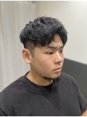 アップバング＋ツイストピンパーマ