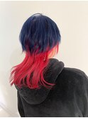 ツートンカラー×ブルー×レッド