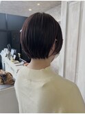 福山美容室carry チェリーレッドイルミナカラーショートボブ30代