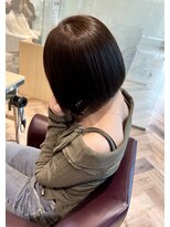 ファースト 仙台店(first) オリーブベージュ × ぱつっとボブ