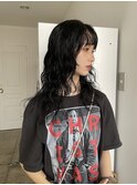 くびれヘアアプリコットオレンジハイライトカラーウルフカット