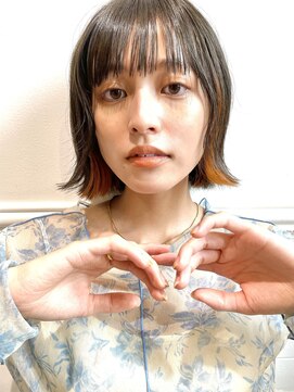 ディッセンバー 渋谷(December) 【December】ブリーチなし透明感グレージュ×インナーオレンジ