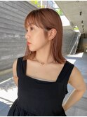 切りっぱなしタッセルボブレイヤーカット暖色カラー外ハネ