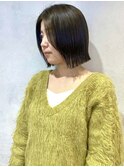 【吉田江梨】レイヤーボブ　顎下ボブ　赤み消しカラー　オリーブ