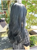 ブルーグレー 韓国風巻き 顔周りカット 韓国ヘア 20代 アッシュ