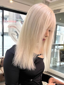 デート 下北沢(DATE) 下北沢ミルクティーホワイトブロンド切りっぱなしミディアム◆