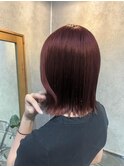 ♪切りっぱなし×ワインレッドカラーで大人の上品ヘア