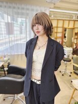 チェレ ブラン 堺東店(Chere brun) デザインカラー×ハッシュレイヤーボブ×ミルクティーベージュ