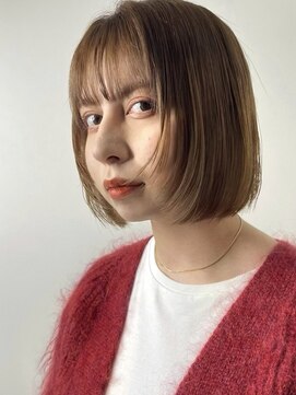 ローウェ 青山 表参道(Louwe) ミニボブ/テラコッタ/小顔ヘアー/伸ばしかけ/20代30代40代