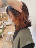 オレンジのポイントインナーカラー♪