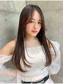 ★くびレイヤーエモージュインナーグレージュ前髪ピンクベージュ