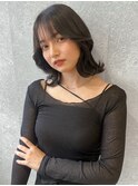 三軒茶屋_レディース_ミディアム_黒髪_コテ巻き_エギョモリ_小顔