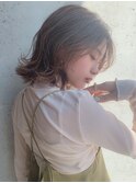 韓国風/透明感カラー/オリーブベージュ/前髪/小顔カット