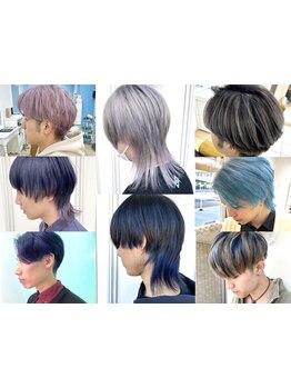 ウルフカットに定評あり☆幅広い年代のメンズスタイルに対応!ハイトーンやデザインカラーで個性も引き立つ!