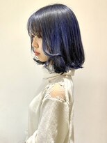 フォーク FOLK 【FOLK】小顔 韓国 横髪 外ハネ 切りっぱなし ダークネイビー♪