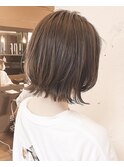 小顔イメチェン、ラベンダーカラーくびれレイヤーボブ