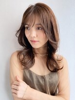 ノラ ギンザ(NORA GINZA)&nbsp;[小顔に見せる]ロング×デジタルパーマ×前髪あり 20代30代40代