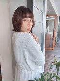 イメチェンフェミニン小顔カットアッシュブラウンボブ