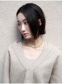 ★黒髪 グレーベージュ レイヤーロング前髪パーマ 外はねミディ*