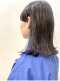 切りっぱなし ワイドバング ブルーインナーカラー