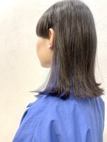 ジィップクリニカ(Zip clinica) 切りっぱなし ワイドバング ブルーインナーカラー