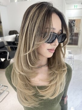 ヨロ 上野(YOLO) ハイライトカラーミルクティーベージュケアブリーチダブルカラー