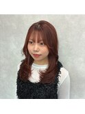 オレンジカラー×レイヤーカット